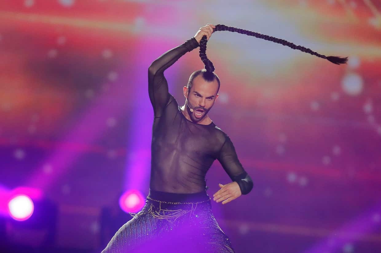 Slavko Kalezic performing at the Eurovision Song Contest, in Kiev in 2017.