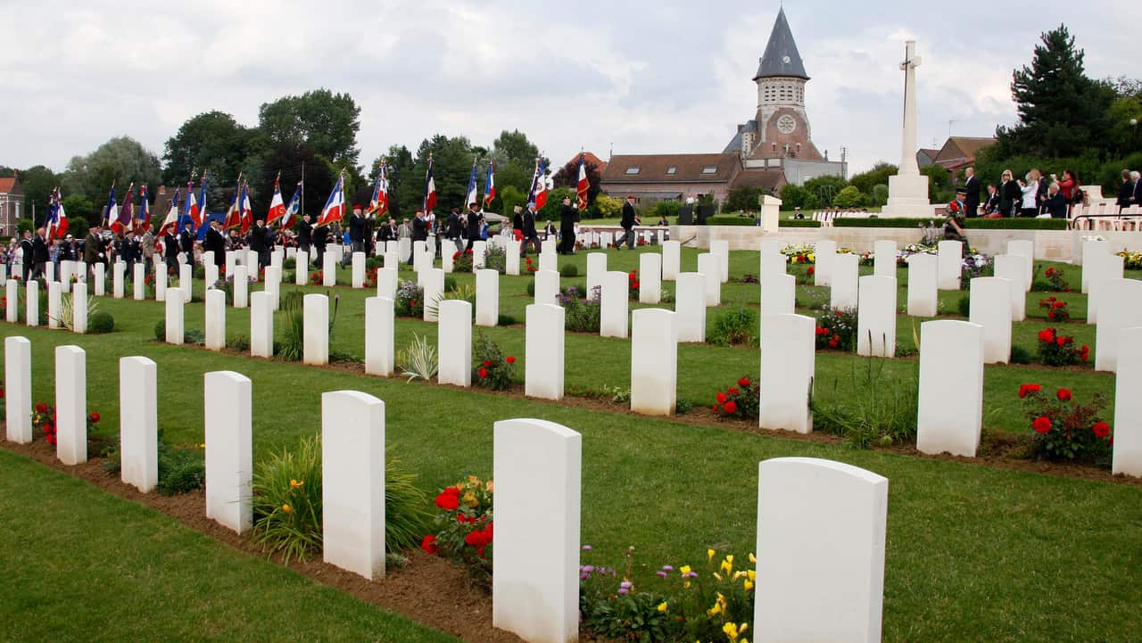 Different cultures grieve and bury their dead in different ways. Pictured, is the Fromelles Military Cemetery in France.