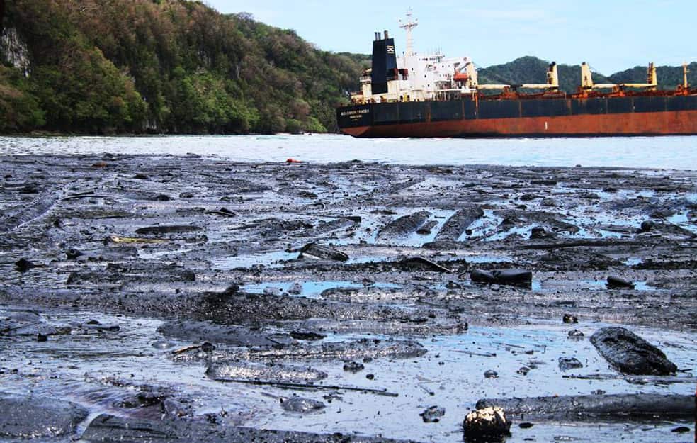 The Solomon Trader oil spill in Rennell in the Solomon Islands.