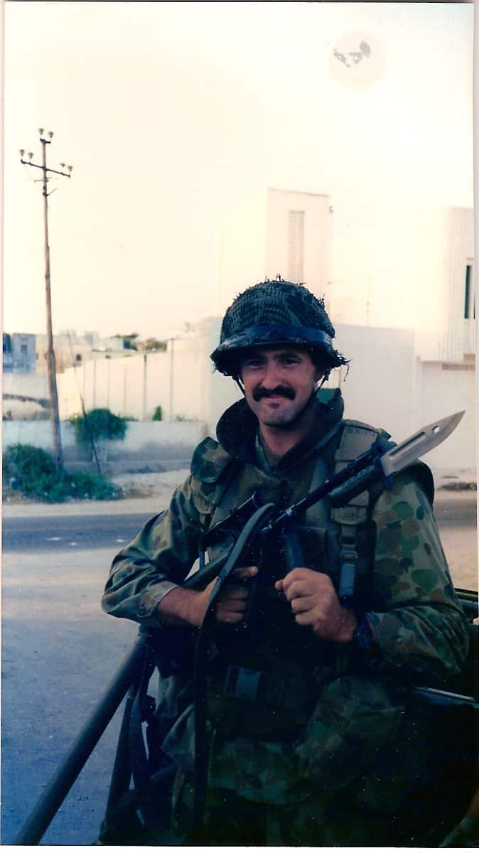 Mike Kelly on patrol in Somalia.