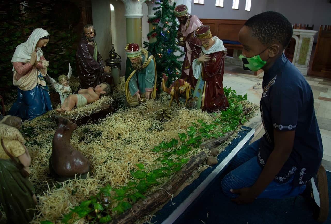 A child attends the Rosebank Catholic Church in Johannesburg.