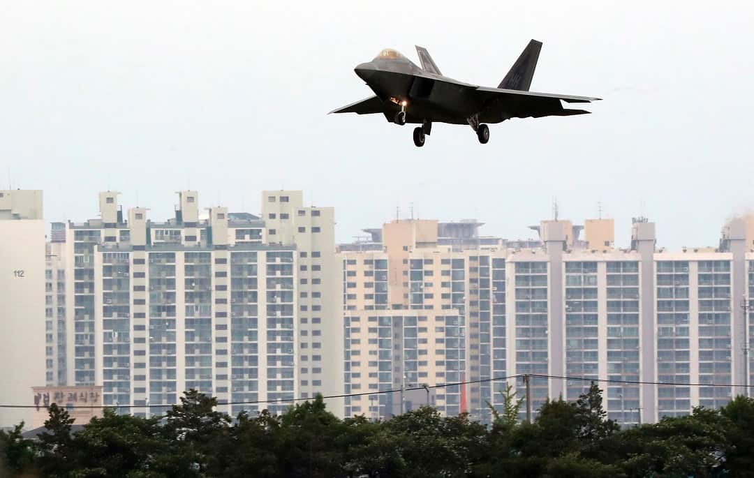 A US jet lands during South Korea and US joint military exercises conducted last month.