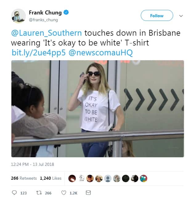 An image of Lauren Southern at Brisbane Airport, via Frank Chung.