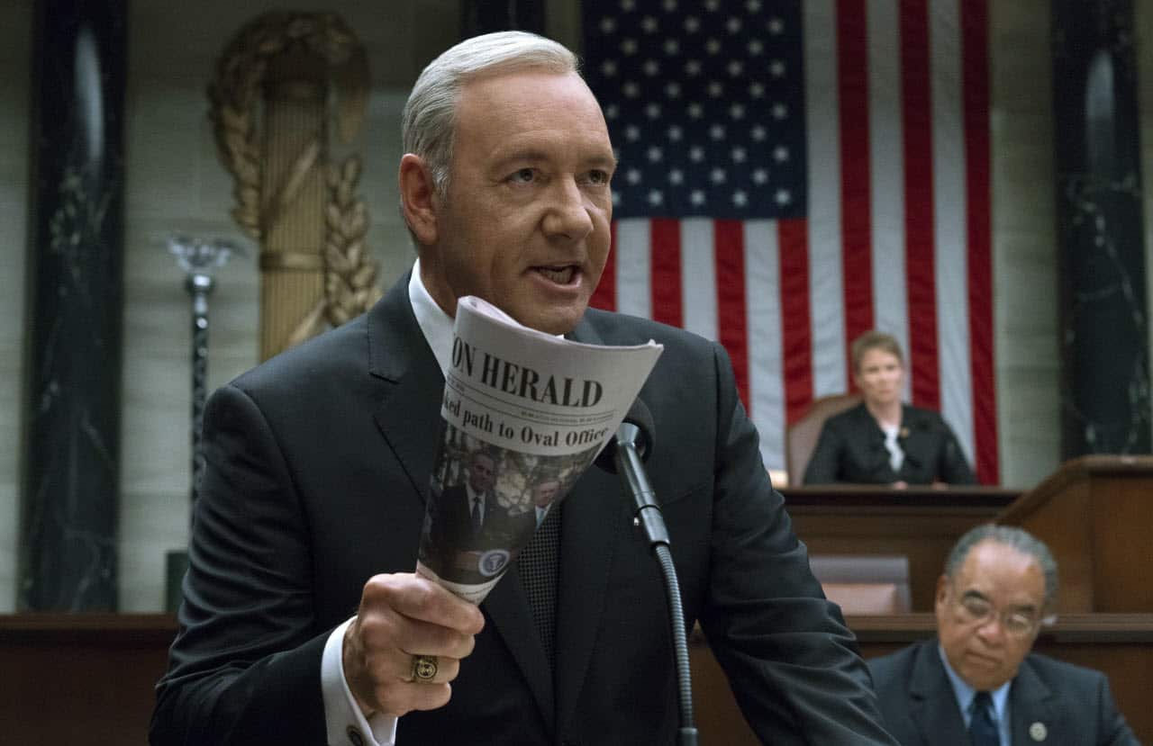 Kevin Spacey in a scene from House Of Cards.