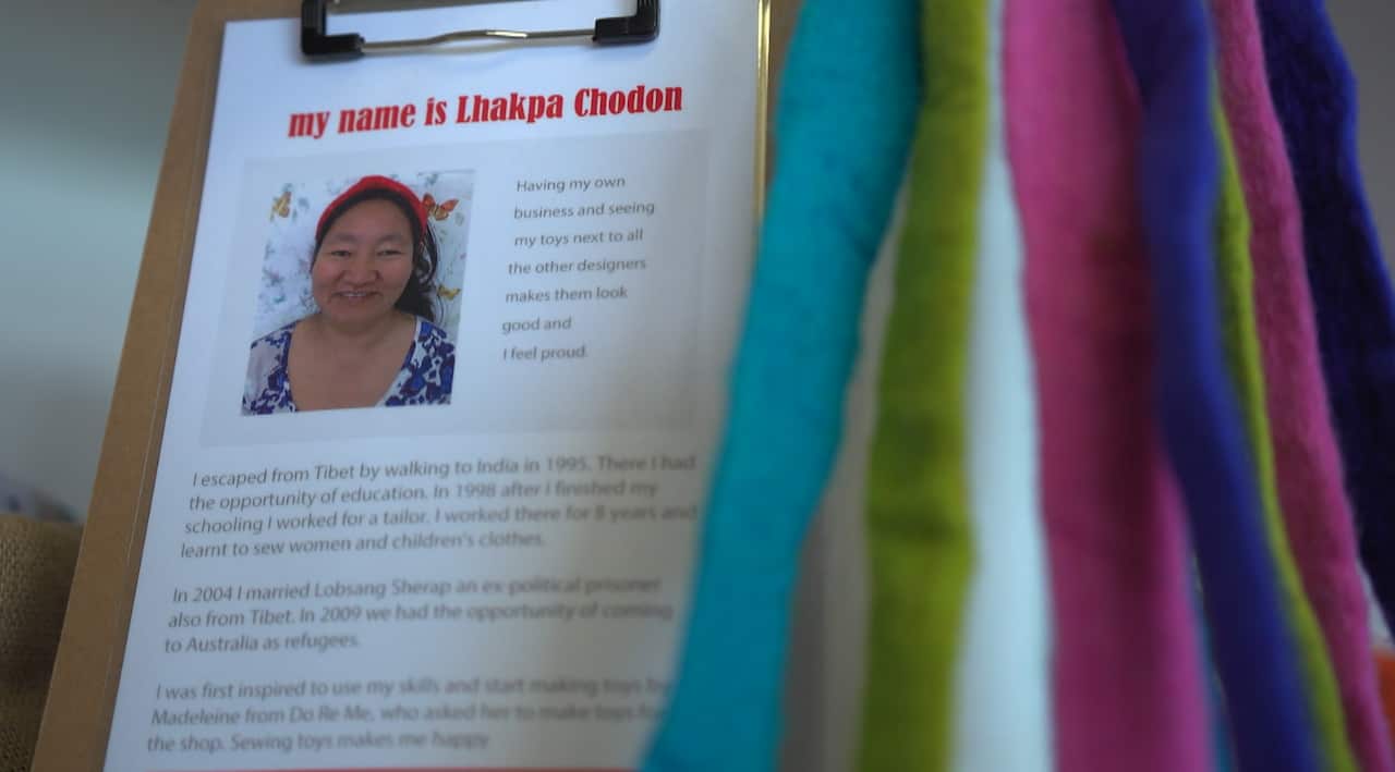 A former migrant who is now selling her own designs at Space2b.