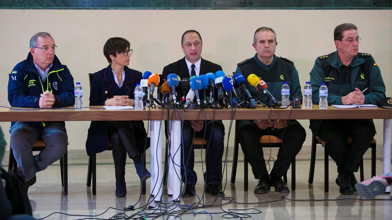 Government's representative in the Andalucia region Alfonso Rodriguez Gomez de Celis addresses a press conference in Rincon de la Victoria, Malaga, Spain.