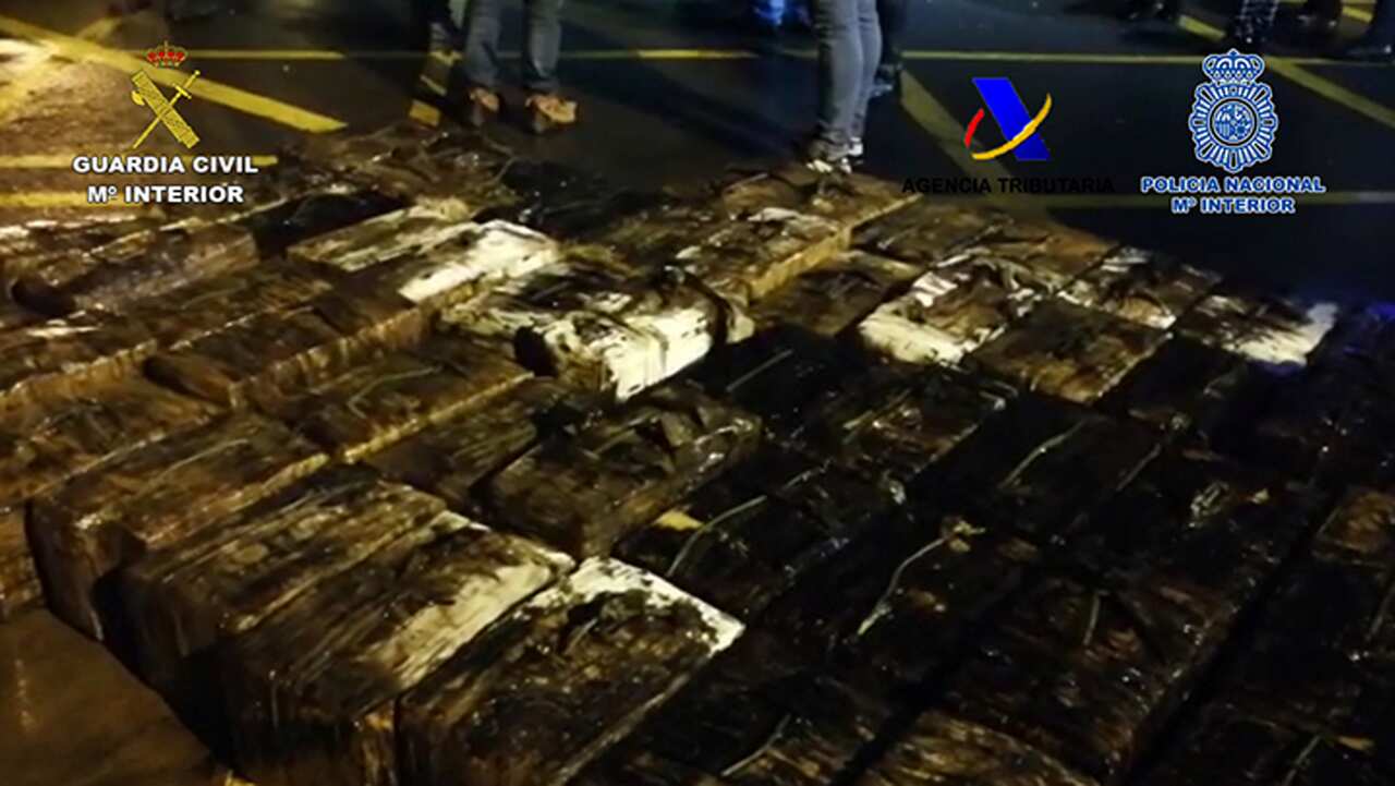 Police in Spain found 152 bales of cocaine in the submarine.