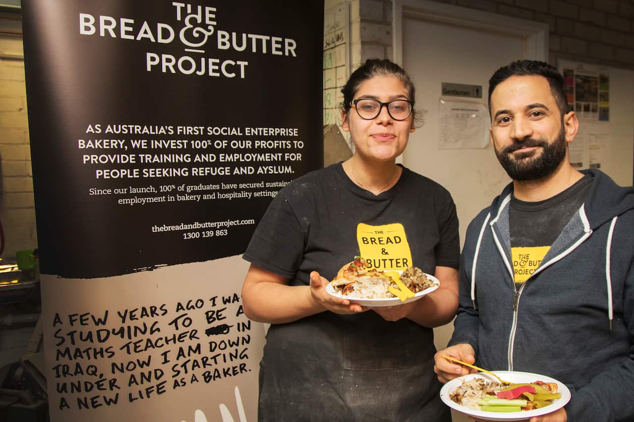 Patil Aghazarian with fiance Salwan, at The Bread and Butter Project