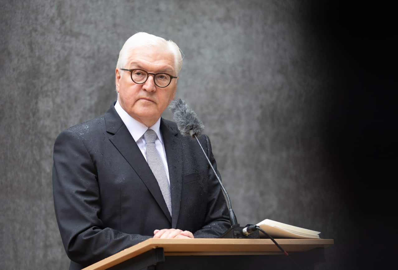 German President Frank-Walter Steinmeier speaks during the celebration of the 10th anniversary of the 'Memorial to Homosexuals Persecuted Under Nazism'