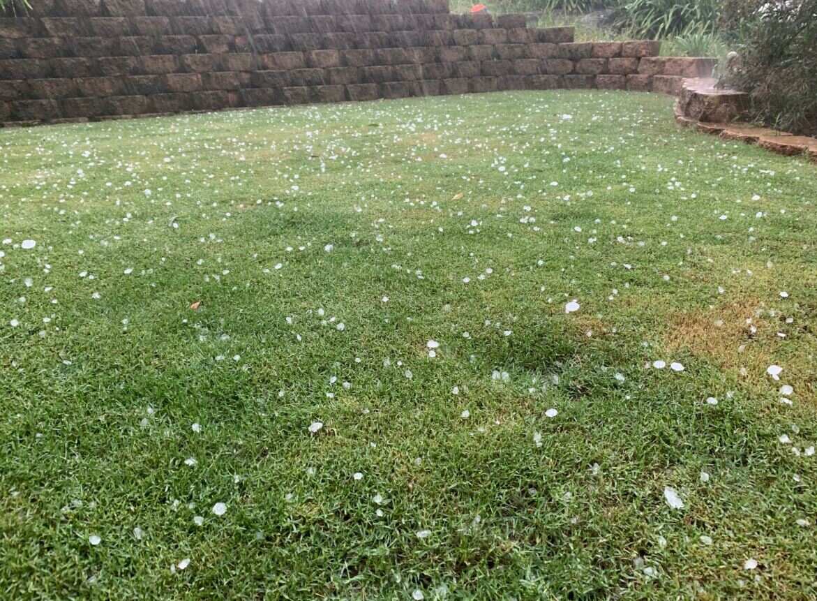 Thunderstorms brought down trees and hammered some areas with large hailstones.