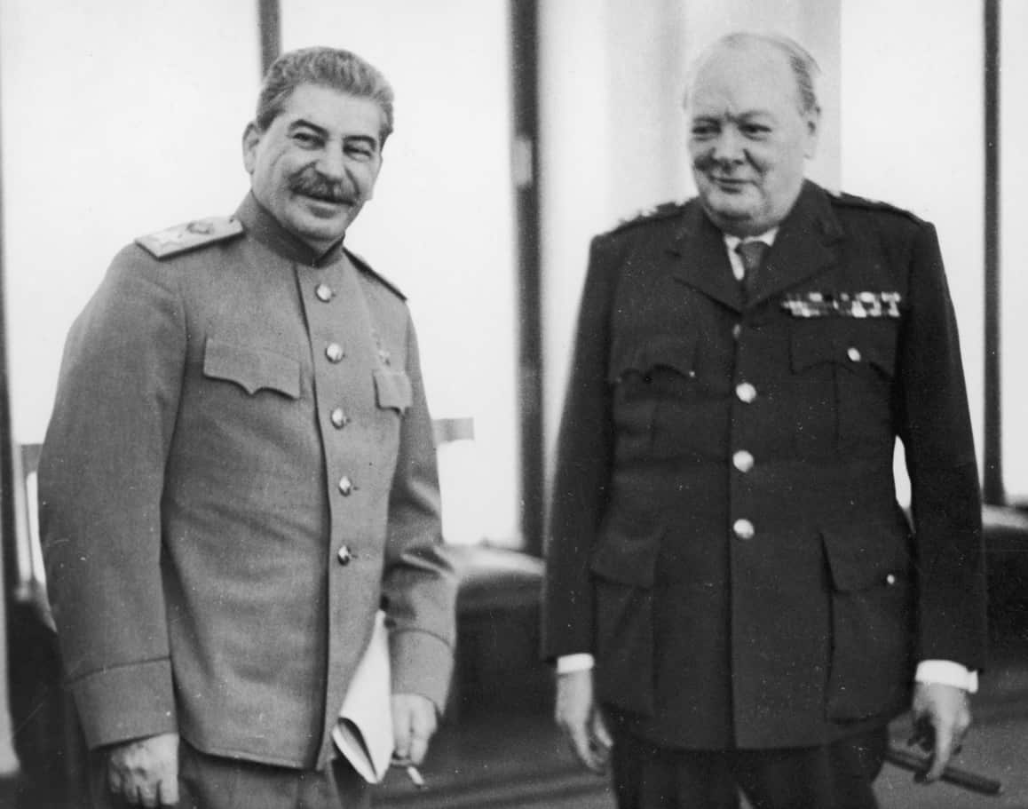 Joseph Stalin and Winston Churchill at the Yalta Conference Date: 1945