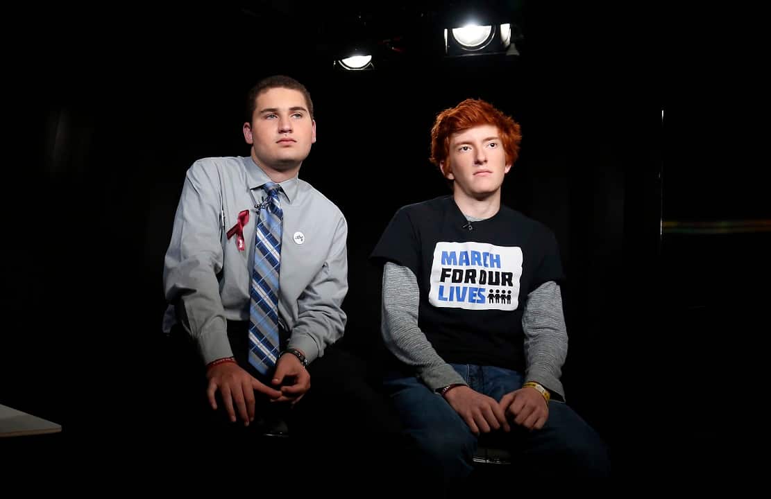 Parkland students Alex Wind and Ryan Deitch discuss the march.