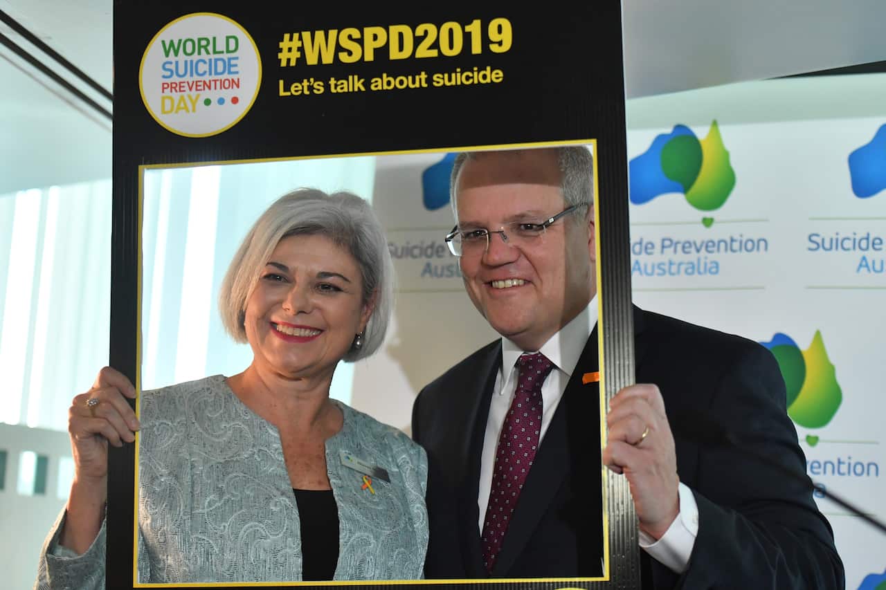 Ms Murray and Prime Minister Scott Morrison at a Suicide Prevention Australia Breakfast at Parliament House in Canberra.