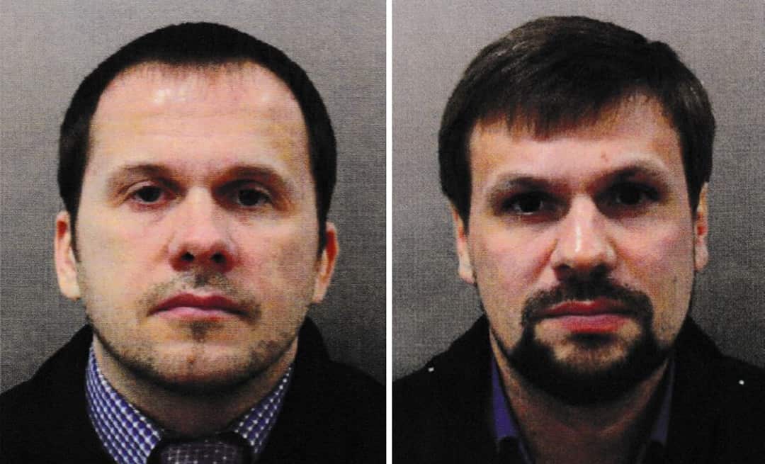 Alexander Petrov (left) and Ruslan Boshirov are charged with using novichok to poison an ex-spy and his daughter.