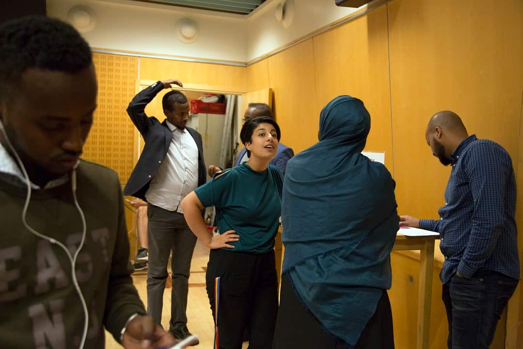 Participants converse at a lecture and discussion about Swedens coming election and the future of the country in Rinkeby, a heavily immigrant district of northwest Stockholm, on Aug. 30, 2018.