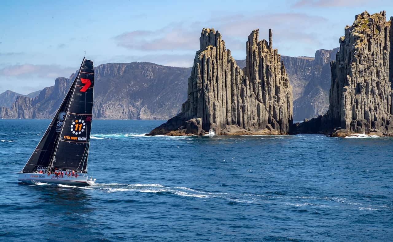 Wild Oats XI gets close to Hobart ahead of its 2018 win. 
