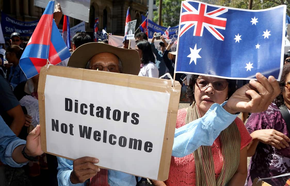 Community groups from the countries represented at ASEAN protested on the streets of Sydney. 