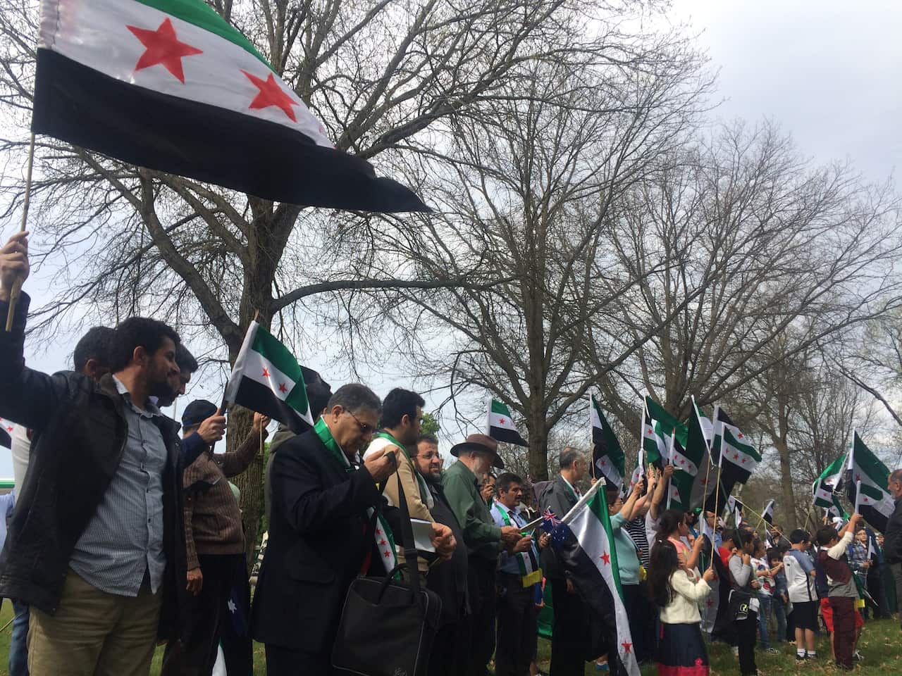 Protesters outside the Russian Embassy.