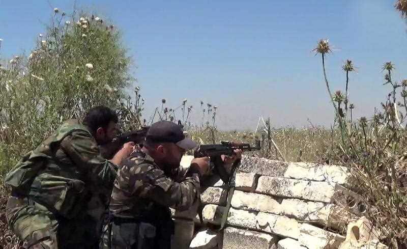 Troops from the Syrian Arab Army at al-Madiq Castle and al-Hamamyat area in Hama, Syria.