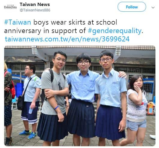 Boys wear skirts in Taiwan