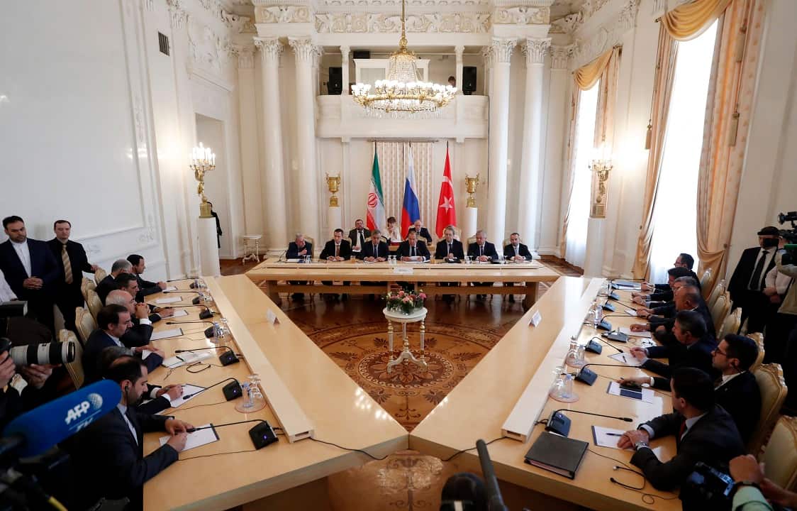 Russia hosted the trilateral talks to discuss current developments in Syria including the alleged chemical attack in Douma. 