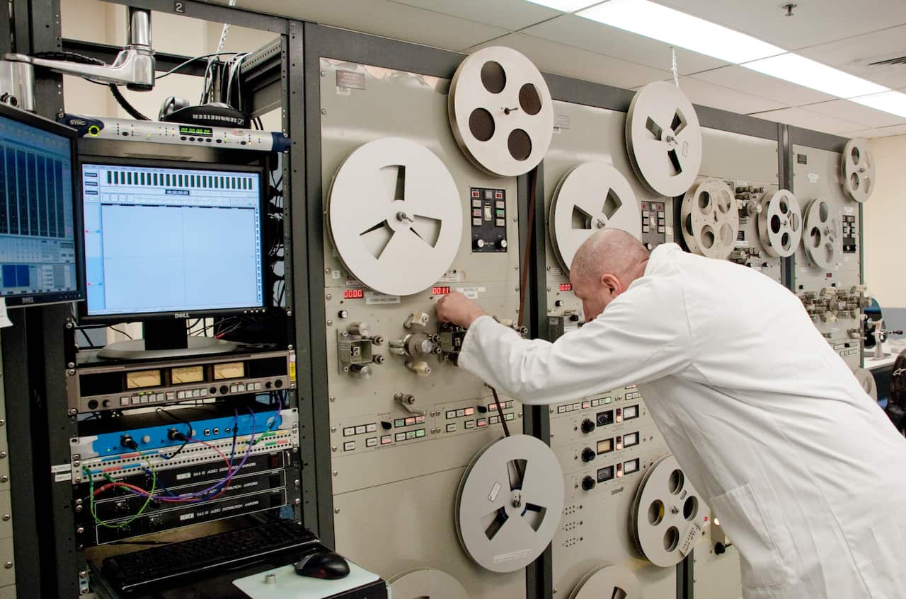 One of the machines used to play the old magnetic tapes that will soon be inoperable.