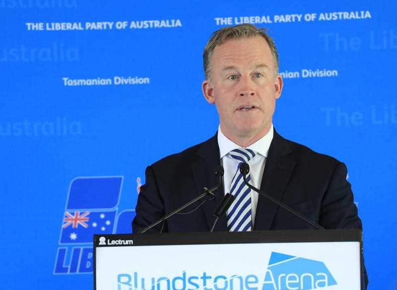 Tasmanian Premier Will Hodgman makes an address during the Tasmanian Liberals' State Conference.
