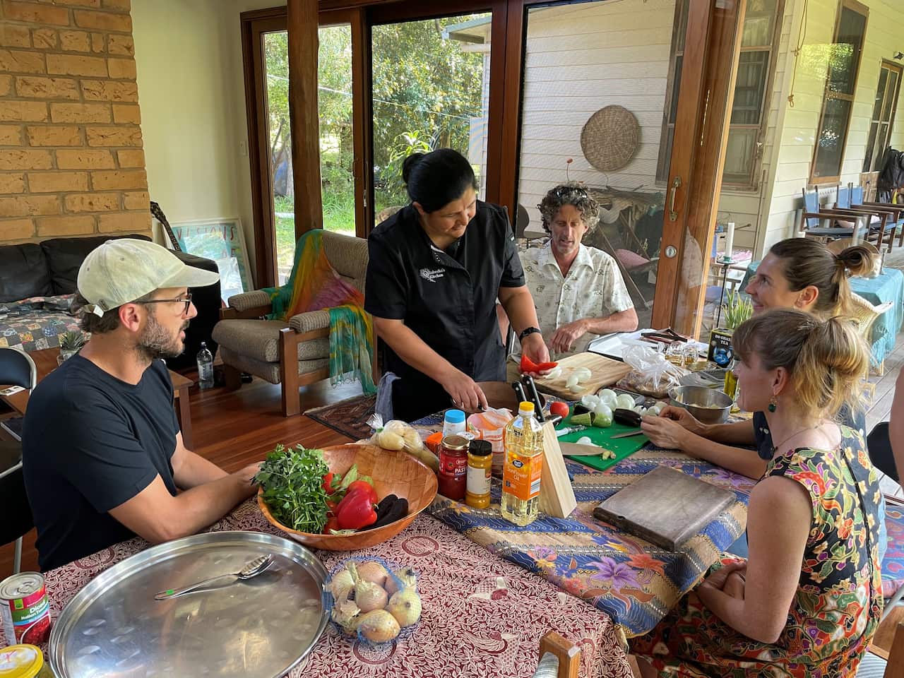 Sabeeha demonstrates to the class.