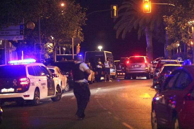 Police patrol the streets of Barcelona following last year's attacks.