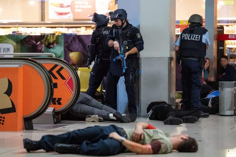 An anti-terrorism exercise at Cologne Bonn airport in Germany on November 20.