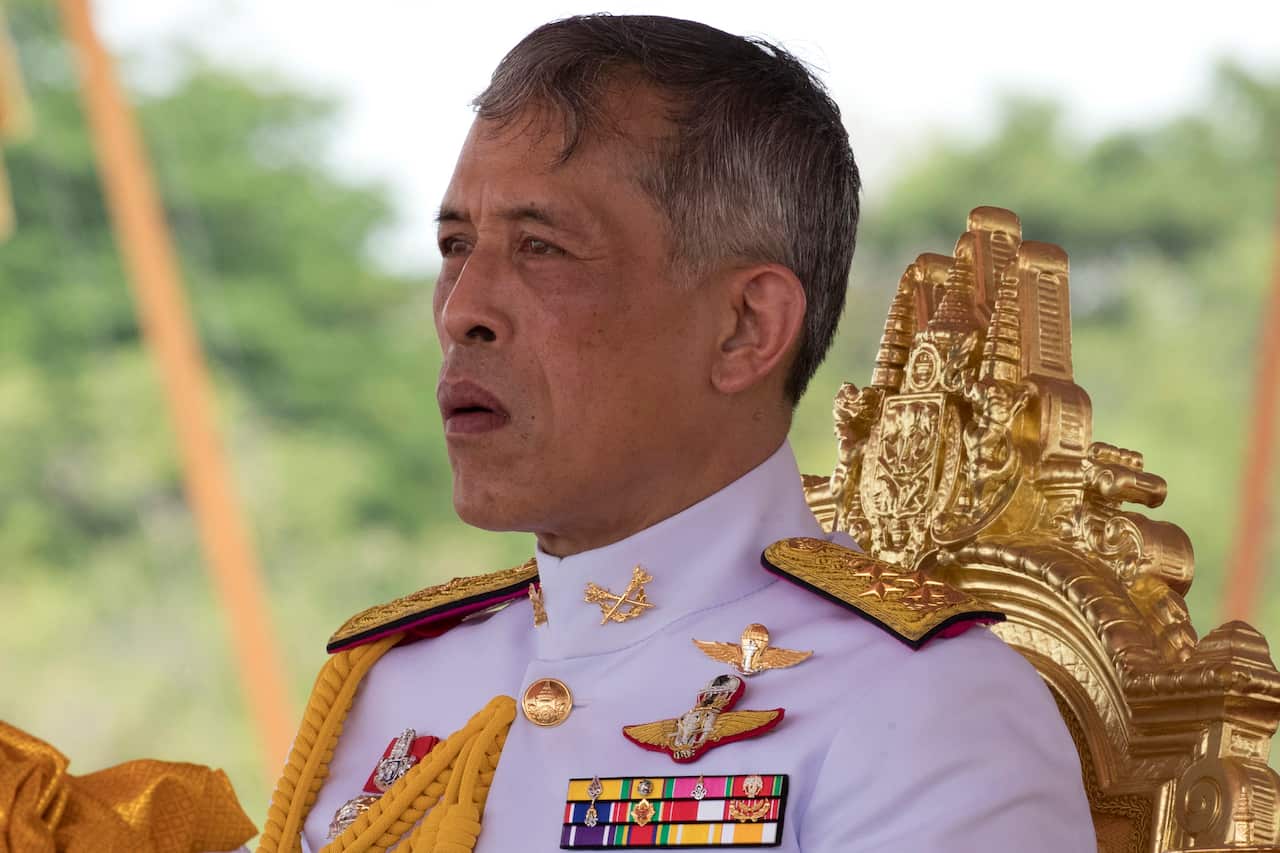 Thailand's King Maha Vajiralongkorn addresses the audience at a royal ceremony in Bangkok, Thailand.