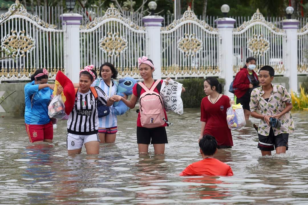 Rain, winds and surging seawater struck southern Thailand.
