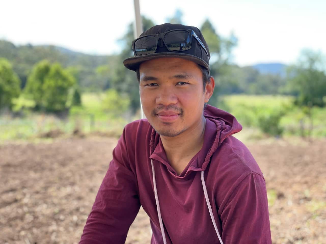 Farmer Thang Kin Shetta looks towards the camera. 