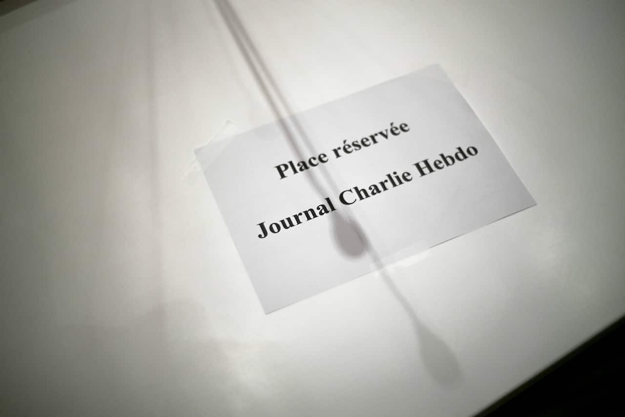 The courtroom as a Paris court prepares for the opening of the trial of the January 2015 Paris attacks against Charlie Hebdo satirical weekly