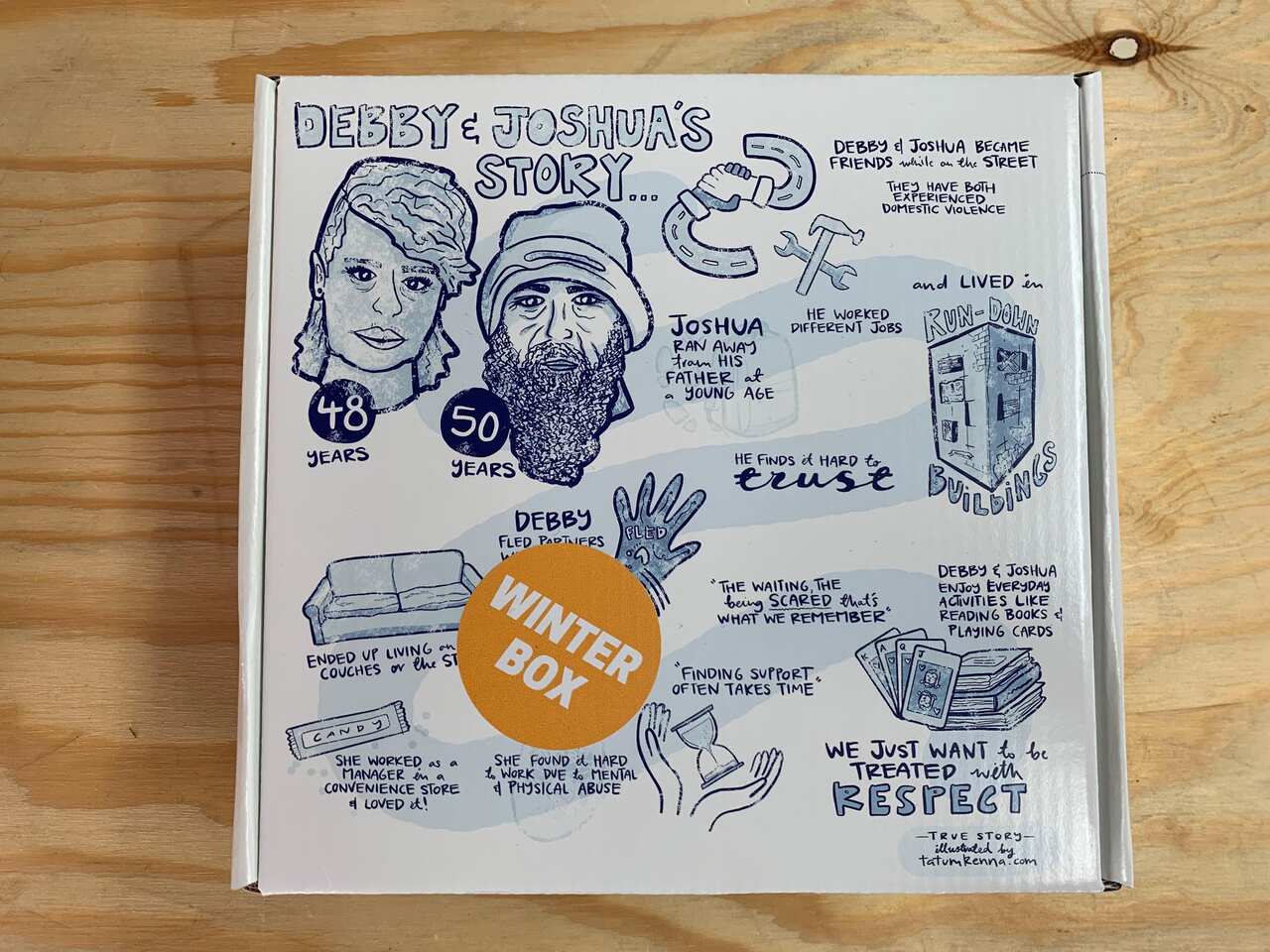 Each box tells a unique story of someone who has experienced homelessness in Australia. 