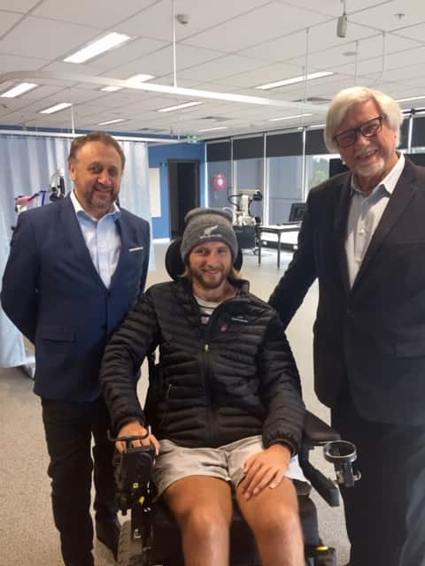 Professor Reggie Edgerton, right, at UTS with Steve Ralph, centre, and Professor Bryce Vissel.