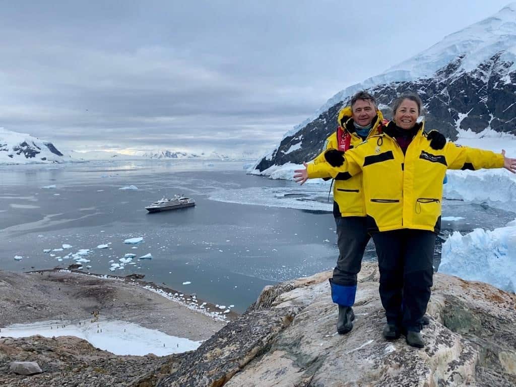 The Australian couple in Antarctica during the earlier portion of their trip.