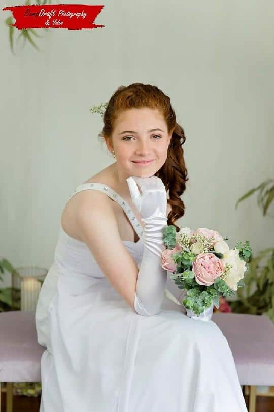 Sam in her debutant dress