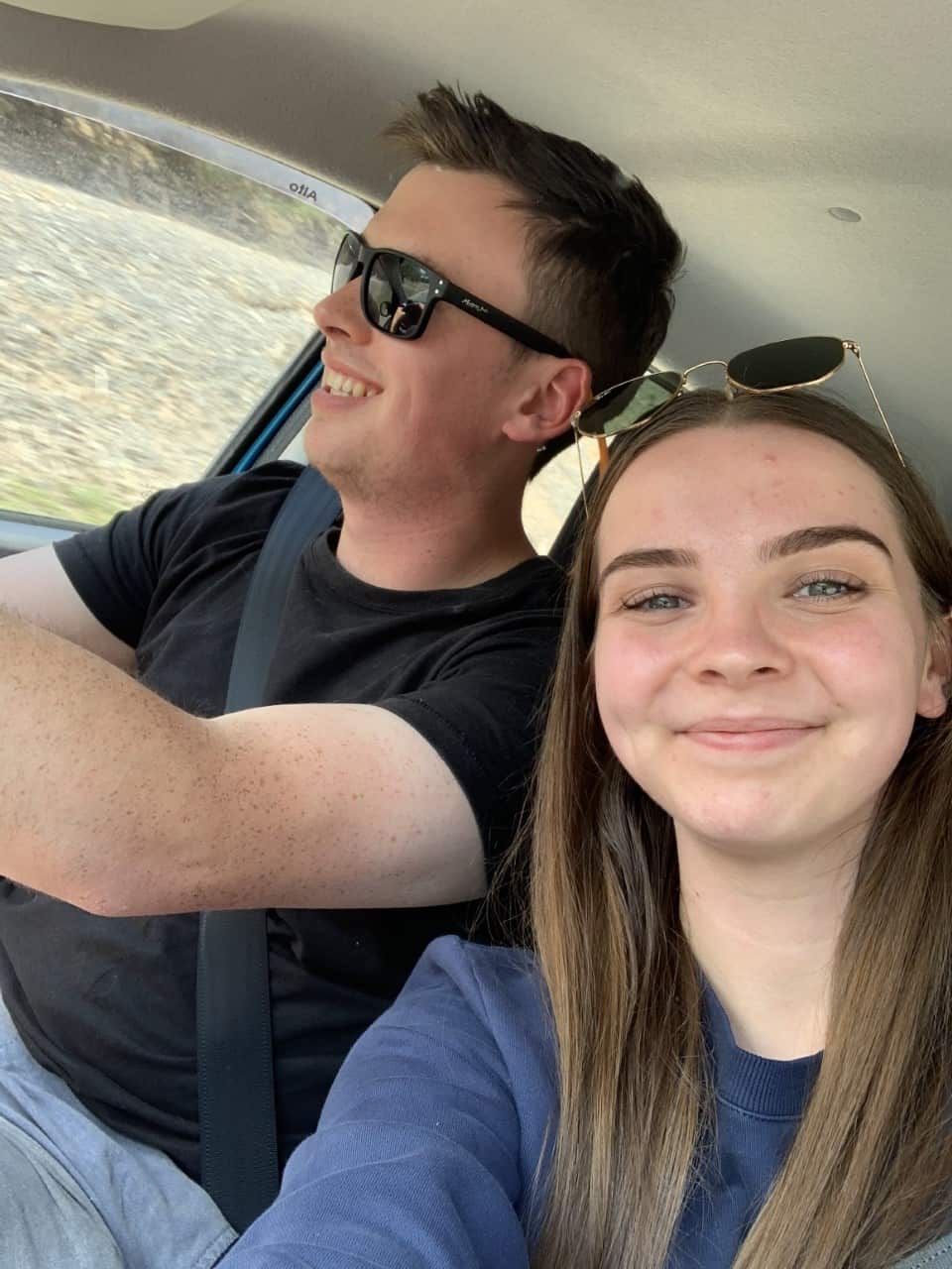 Molly Costin and friend driving back from Eden on New Year's Eve, 2020.