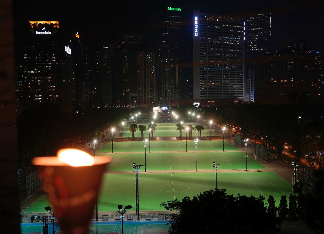 Police threw cordons around the Victoria Park, keeping crowds out and leaving the venue free of candle carrying mourners for the first time in 32 years.