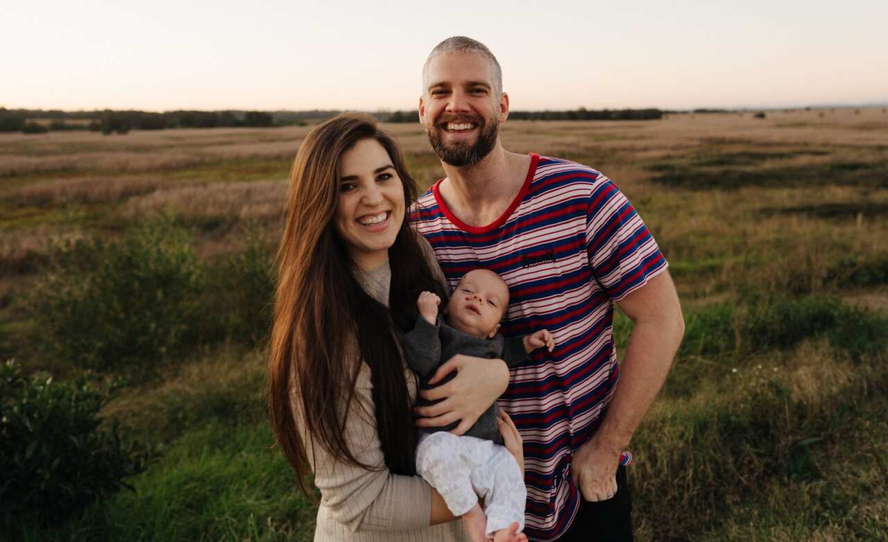 Wedding photographer Tim Engelbrecht with his wife Mim and new baby.