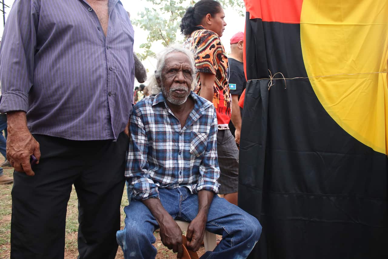Timmy Vincent, son of Vincent Lingiari at the 50th anniversary Wave Hill Walk-off in Kalkarindji on Friday August 19, 2016