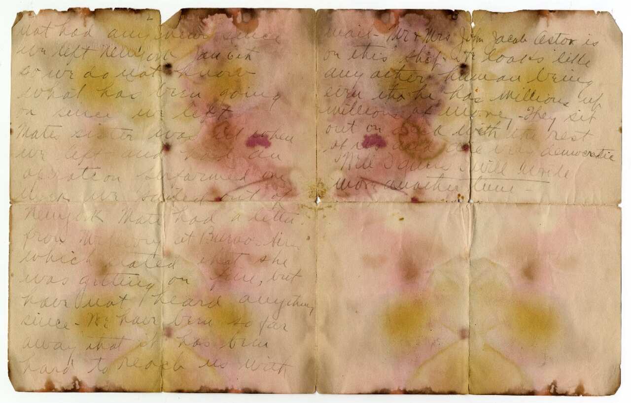 Second page of one of the last letters from a Titanic passenger