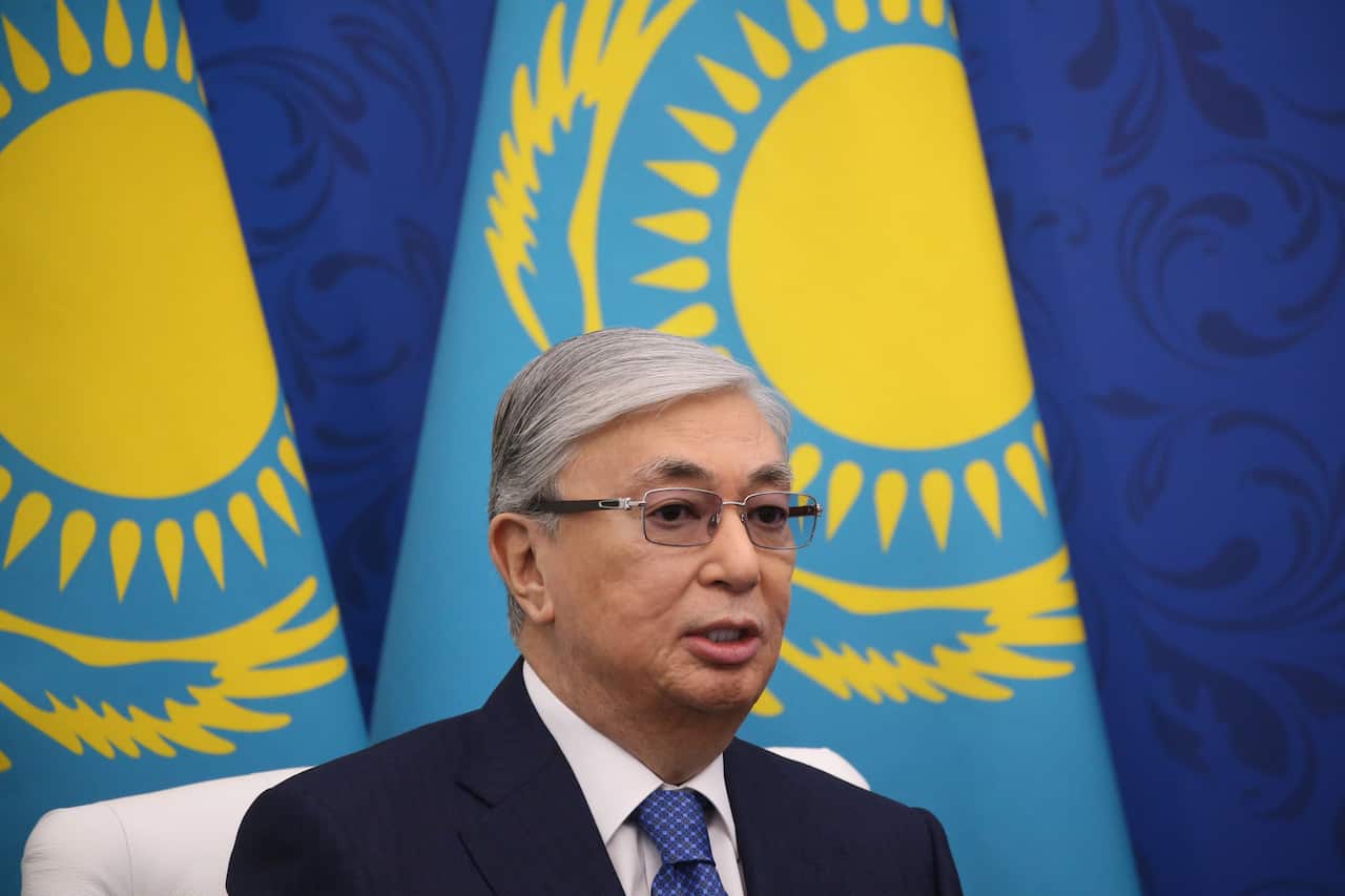 Kazakh President Kassym-Jomart Tokayev attends a bilaterlal meeting at the Russian-Kazakh Regional Forum on 7 November, 2019 in Omsk, Russia. 