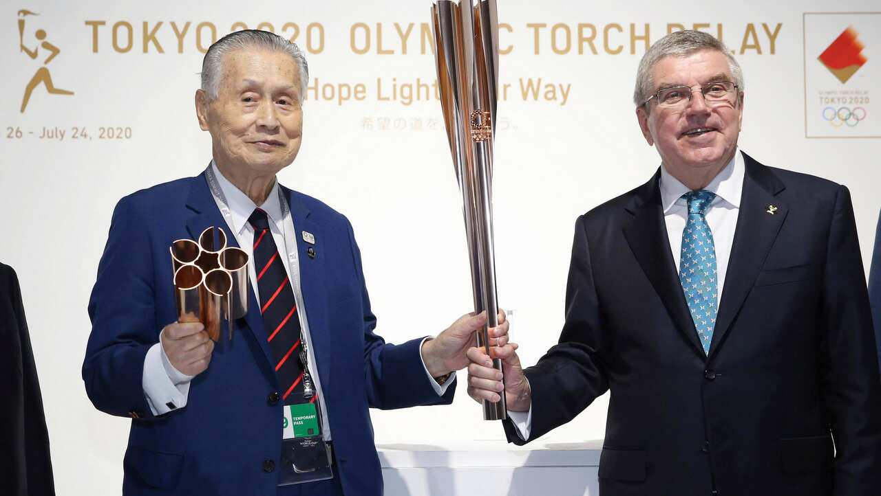 President of International Olympic Committee Thomas Bach and President of the Tokyo Organising Committee of the Olympic and Paralympic Games Yoshir Mori.