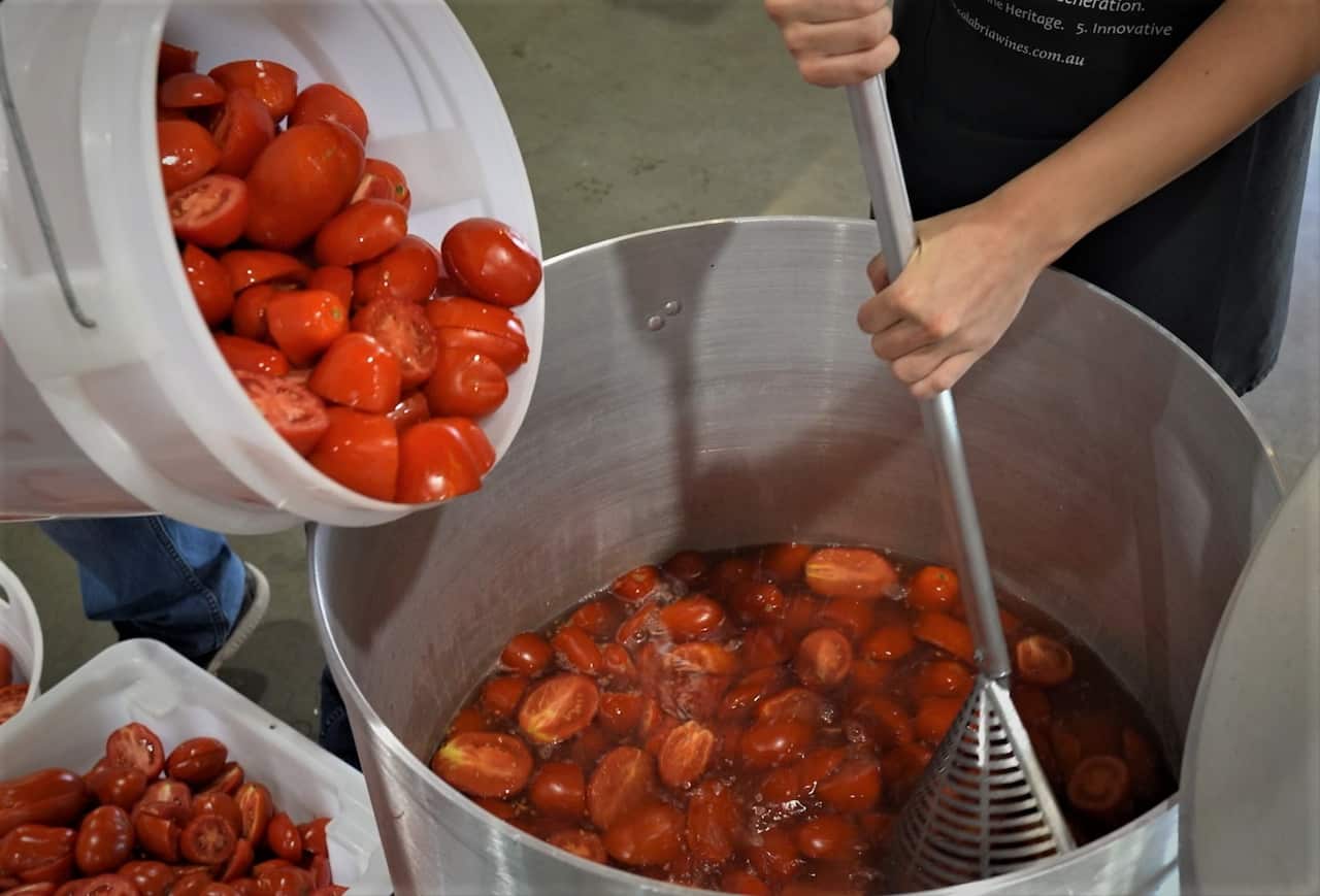 The Calabria family still make traditional tomato sauce.