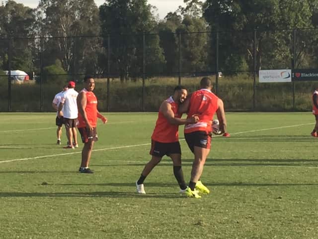Sione Katoa of Tonga at training