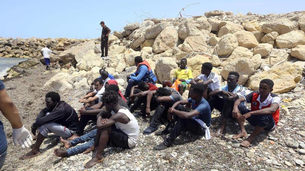 The few migrants who survived a shipwreck off the coast of Libya. 