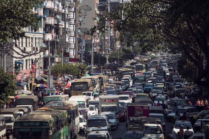 Traffic in Rangoon