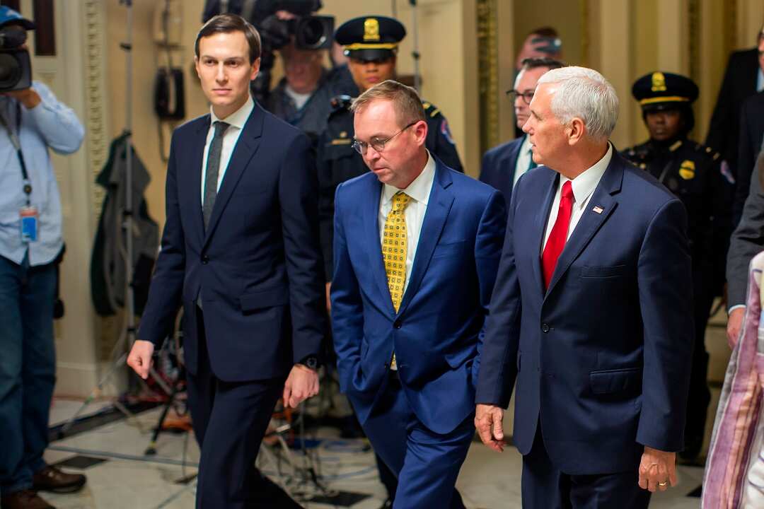 From left: The trio of Jared Kushner, incoming chief of staff Mick Mulvaney and VP Mike Pence have been the key negotiators.